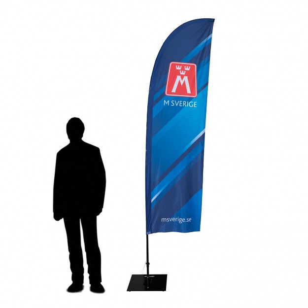 Beachflagga Hajfena Medium med mast