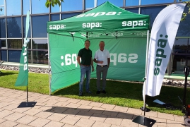 Beachflagga Small med Markplatta, Eventtält 3x3 med tryckta väggar